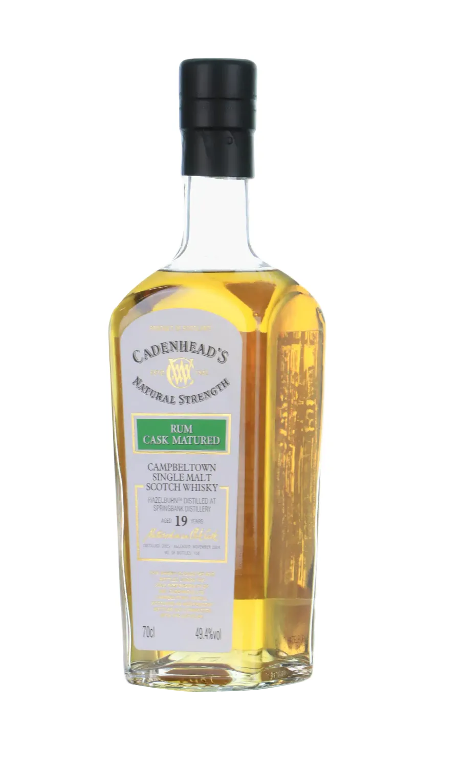 Hazelburn Authentic Collection 19 Year Old, Rum Cask, 2005, Cadenhead's, 49.4%